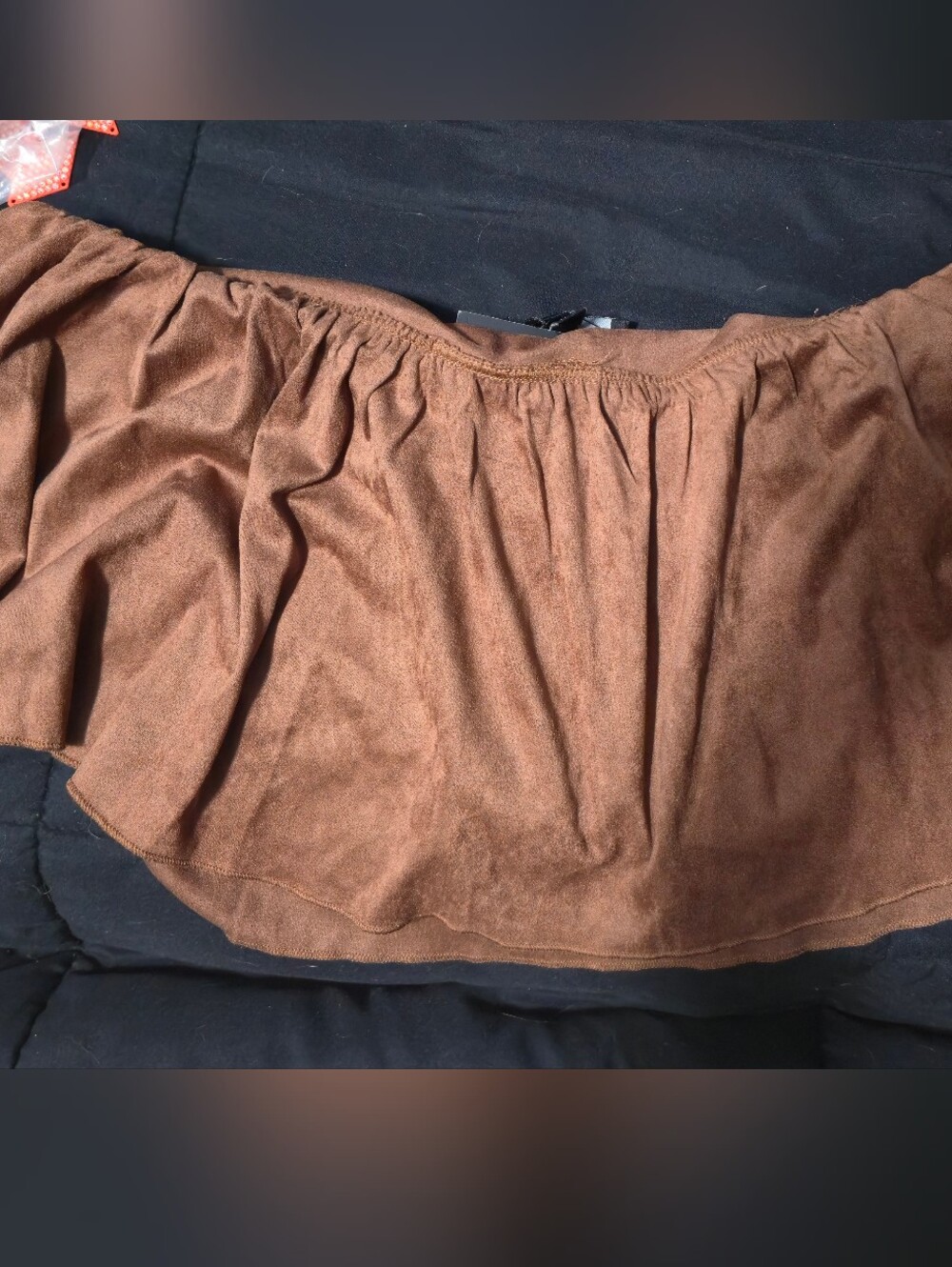 Current Mood Brown Suede-Look Gathered Skort